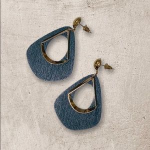 Wood Cutout Gold Drop Dangle Geo Earrings boho